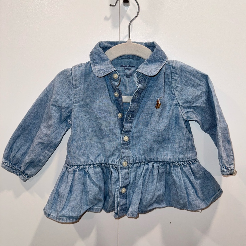 *3-6M* RALPH LAUREN Blue Denim Baby Top